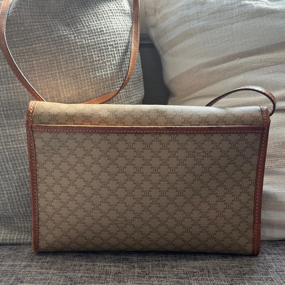 Celine Tan and Brown Patterned Crossbody Bag - Picture 3 of 16